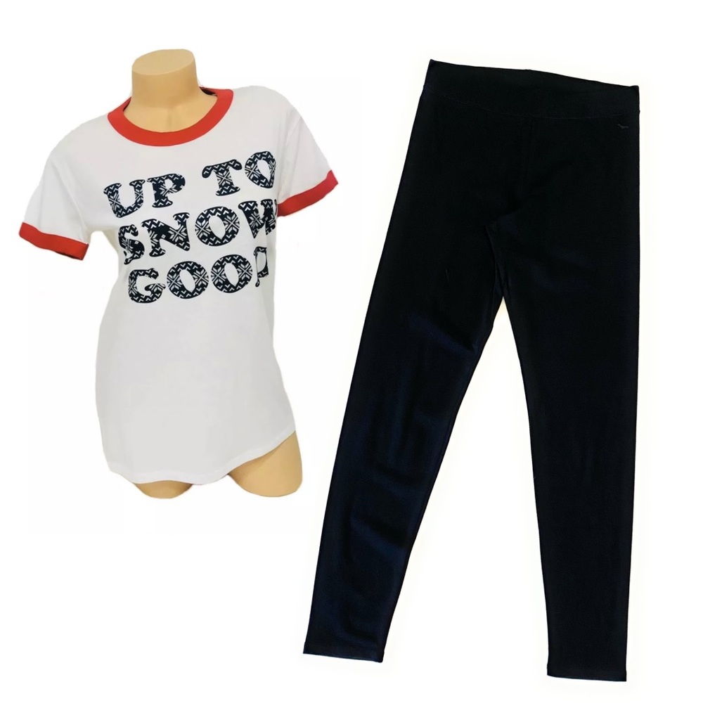 Victoria's Secret PINK Short Sleeve Tshirt & Cotton Leggings Set XS/SMALL
